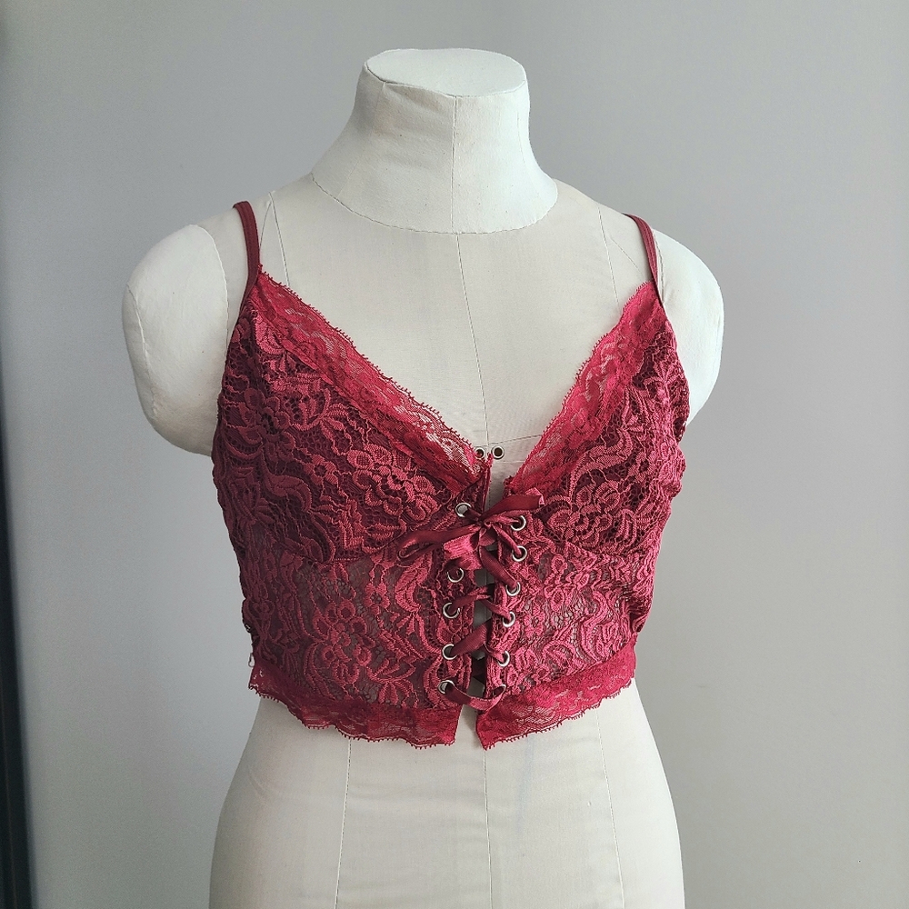 ✨2/$15-Red Lace Corset Bralet Top